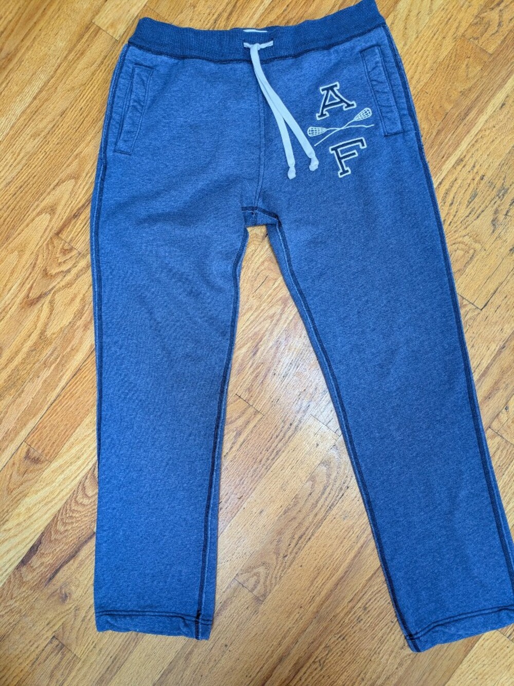 Abercrombie & Fitch Navy Vintage Blue Knit Top with Logo Tag A&F Sweat Pants
